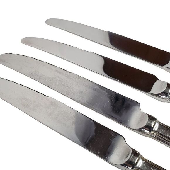 Retronue Carlton Hollow Knife Stainless Flatware Set of 4 Silvertone - Picture 4 of 5